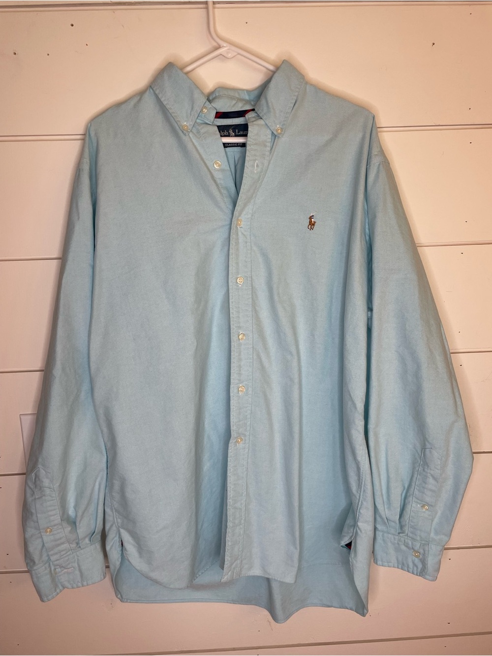 Vintage Ralph Lauren Men's Light Blue Button-Down Oxford Shirt | Size XL